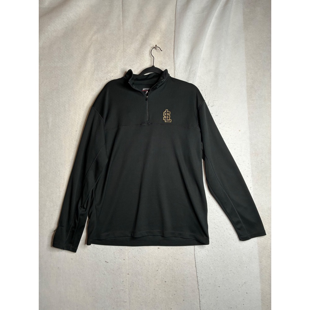 Antigua Mens Quarter Zip Pullover Black SL Logo Performance Top 30130 60034